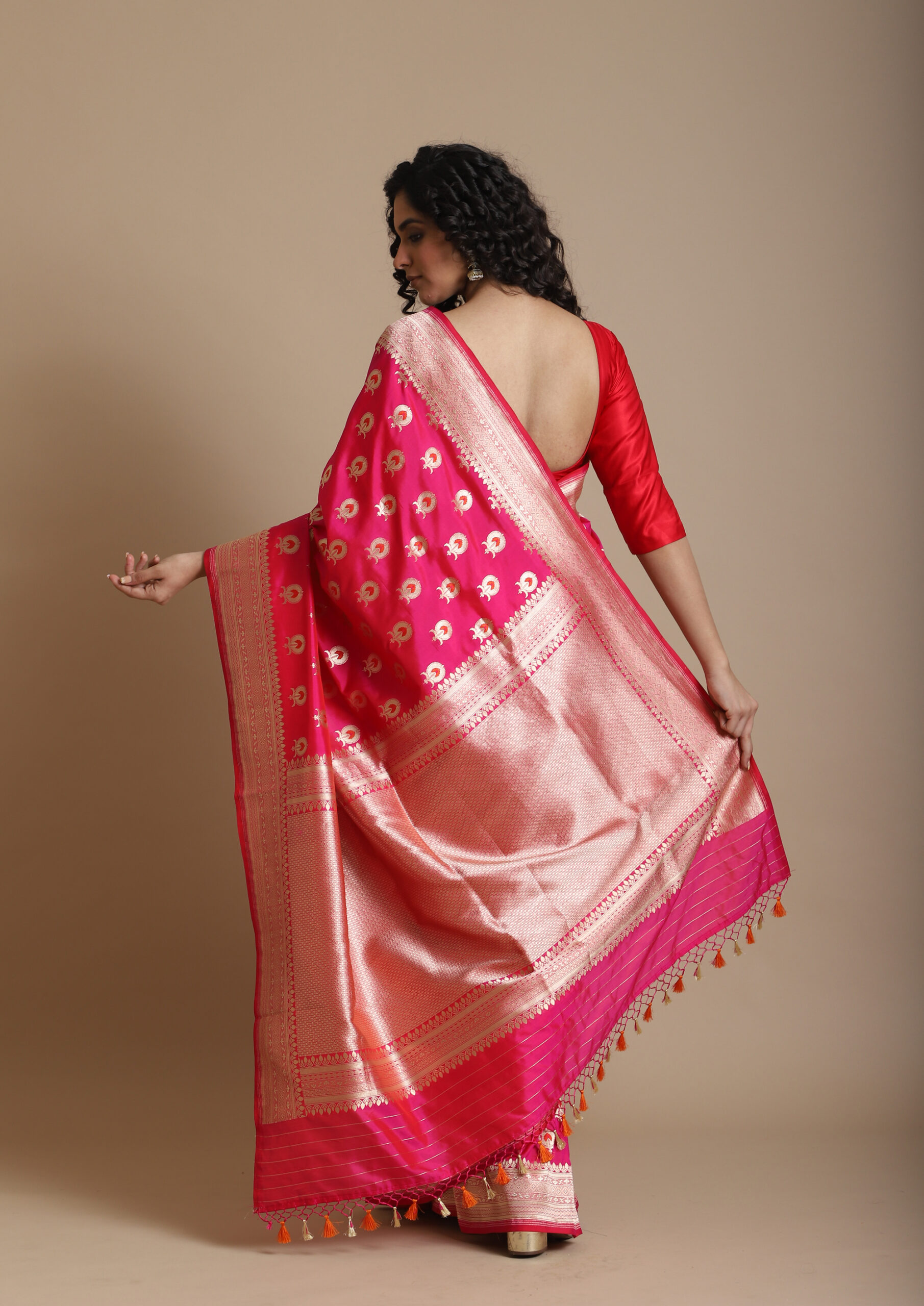 Fuschia Pink Banarasi Silk Saree