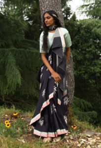 black_floral_designer_silk_saree