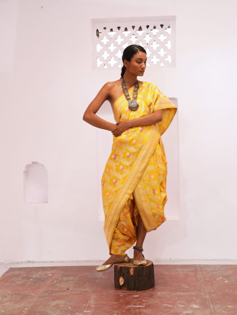 Turmeric Yellow Katan Banarasi Saree