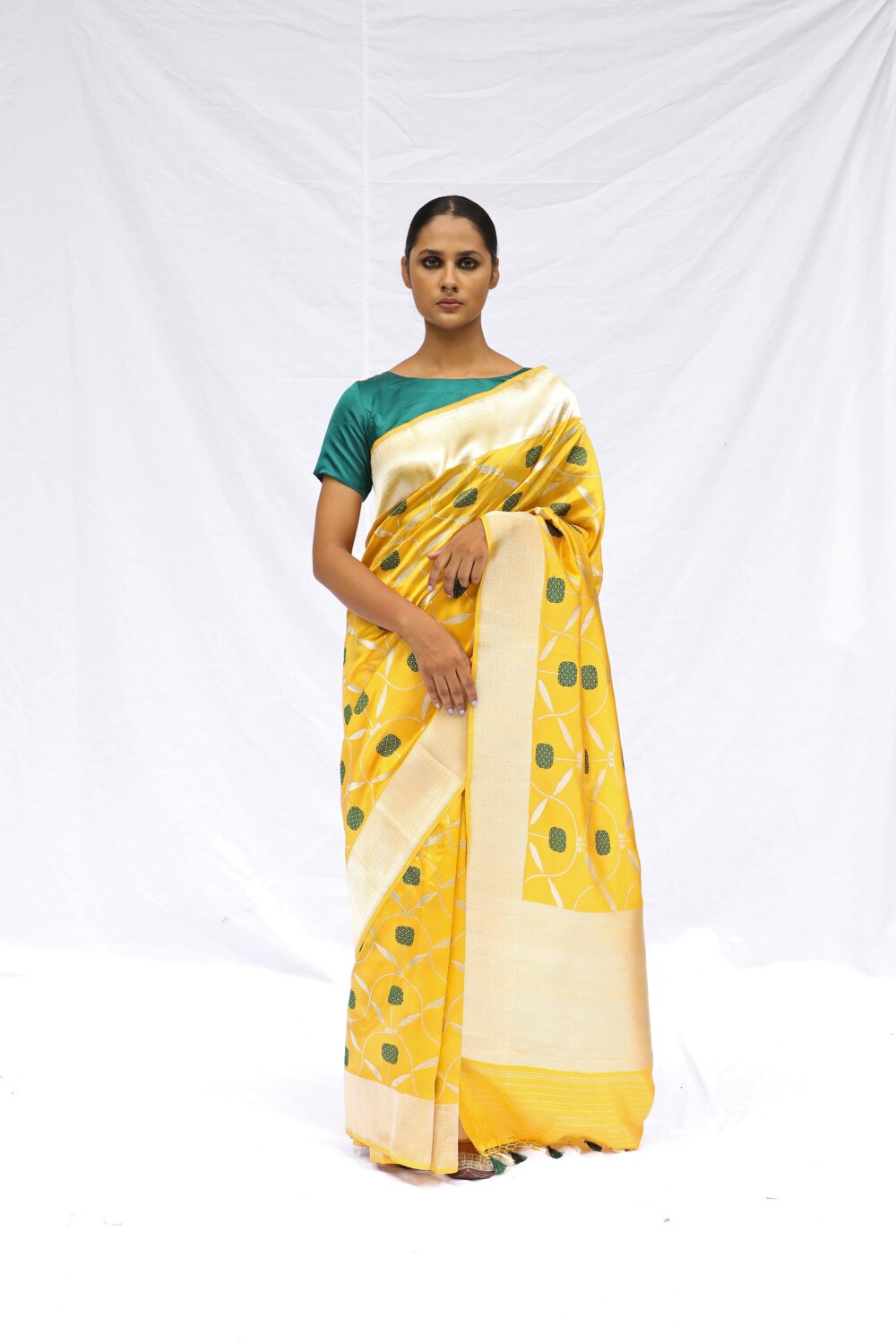 Yellow Katan Silk Banarasi