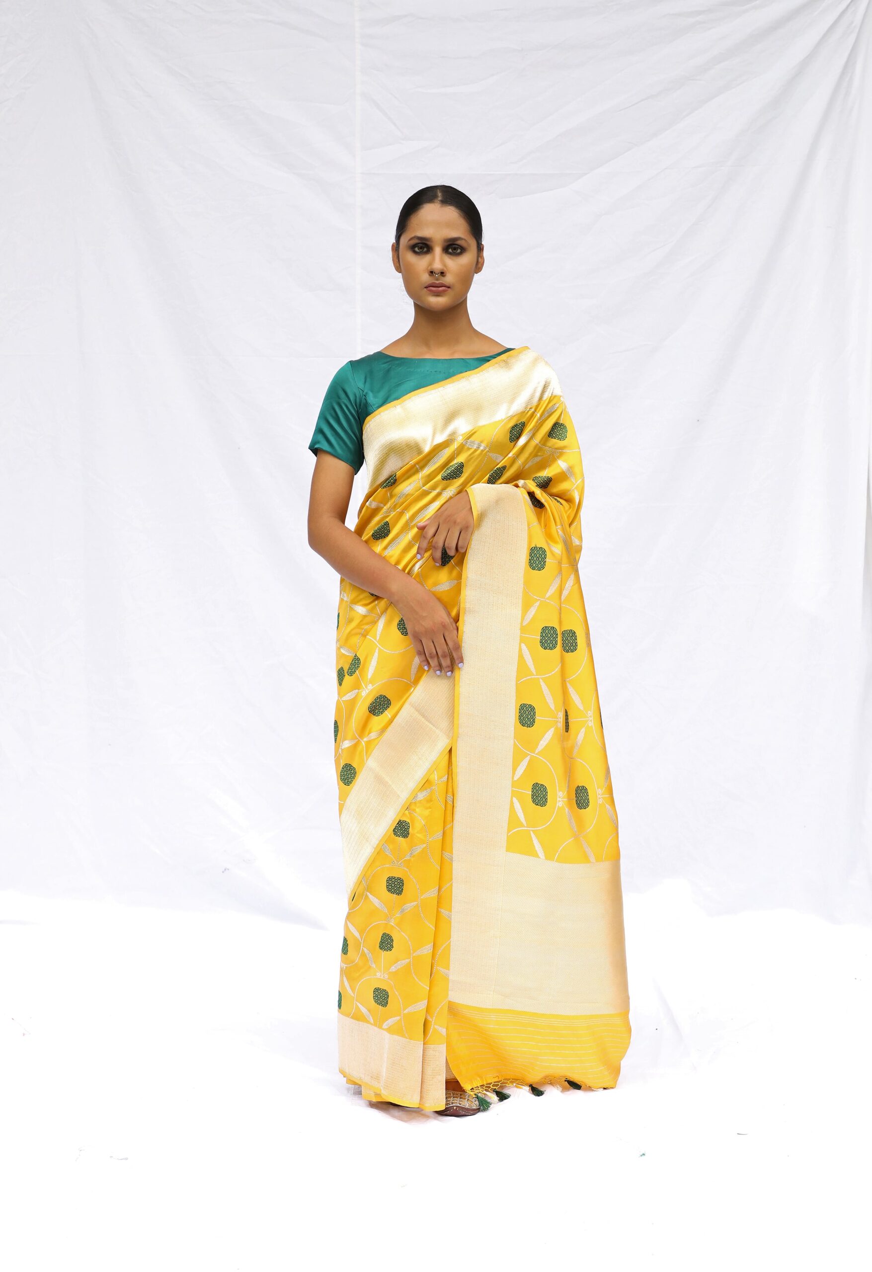 Yellow Katan Silk Banarasi
