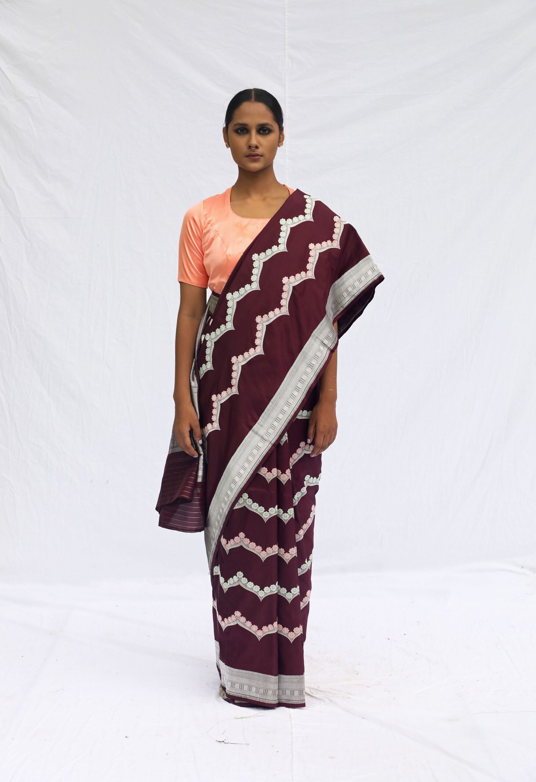 Deep Brown Banarasi Silk Saree