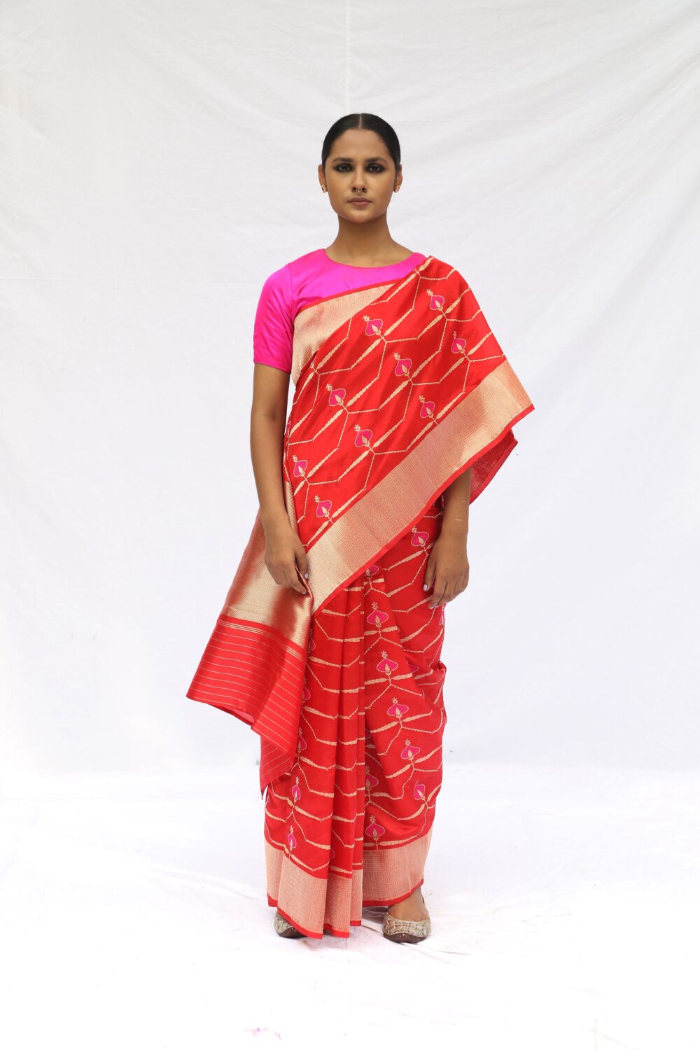 Red Katan Silk Banarasi Sari