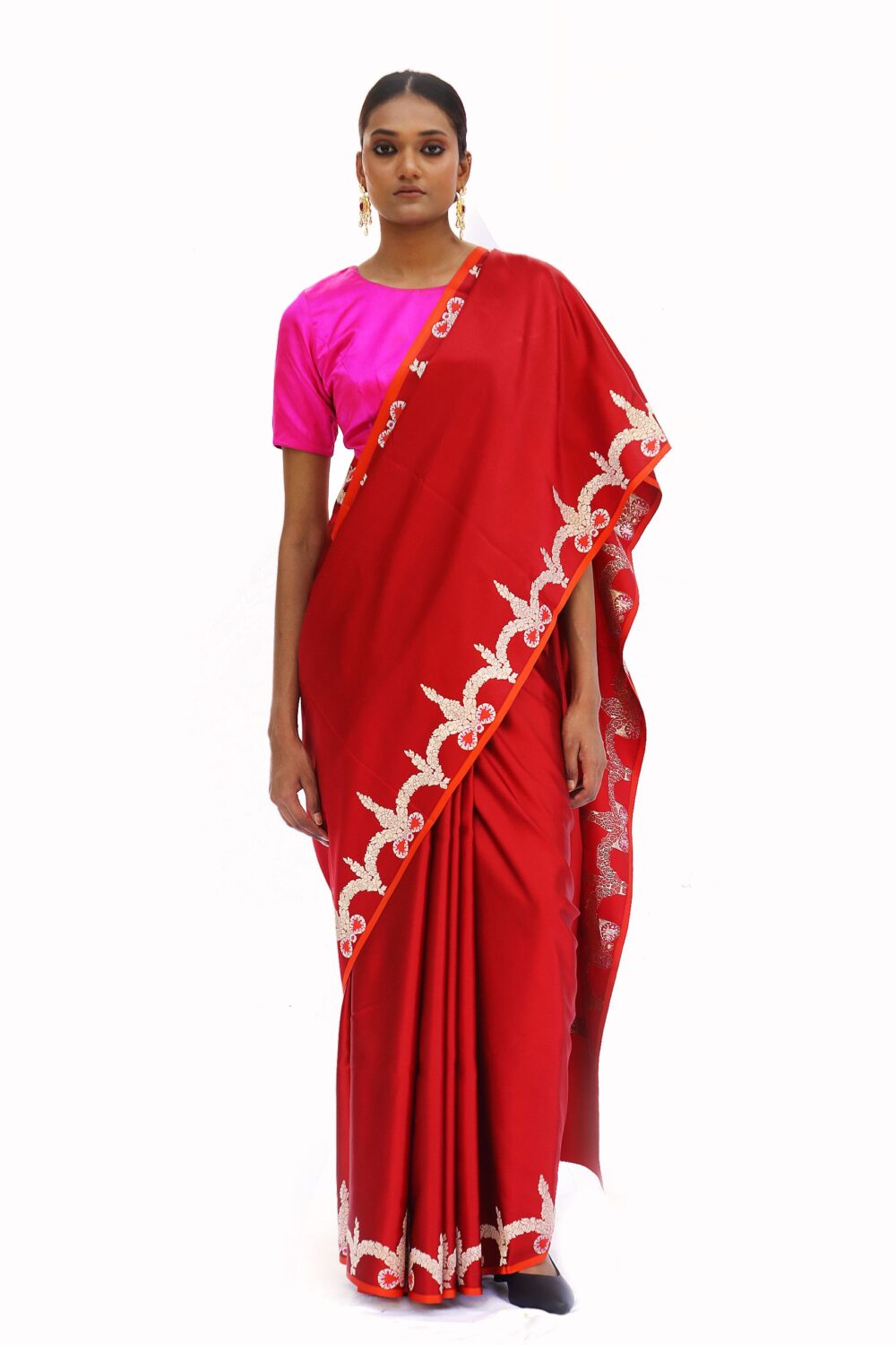 Red Katan Silk Saree