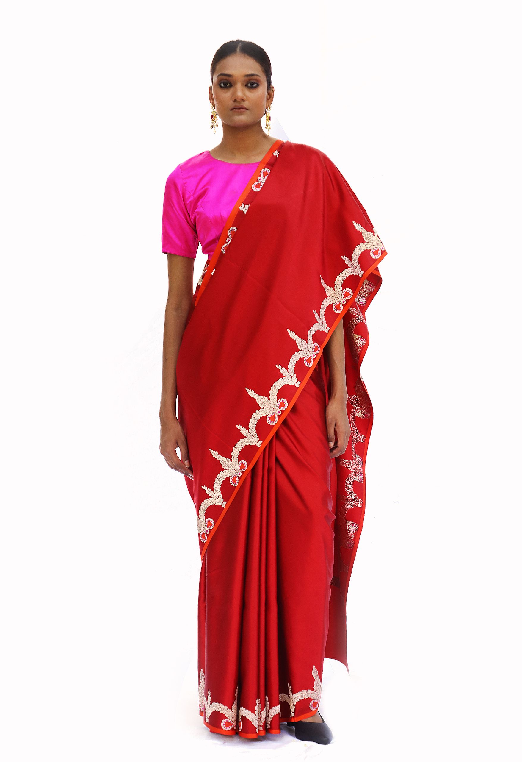 Red Katan Silk Saree