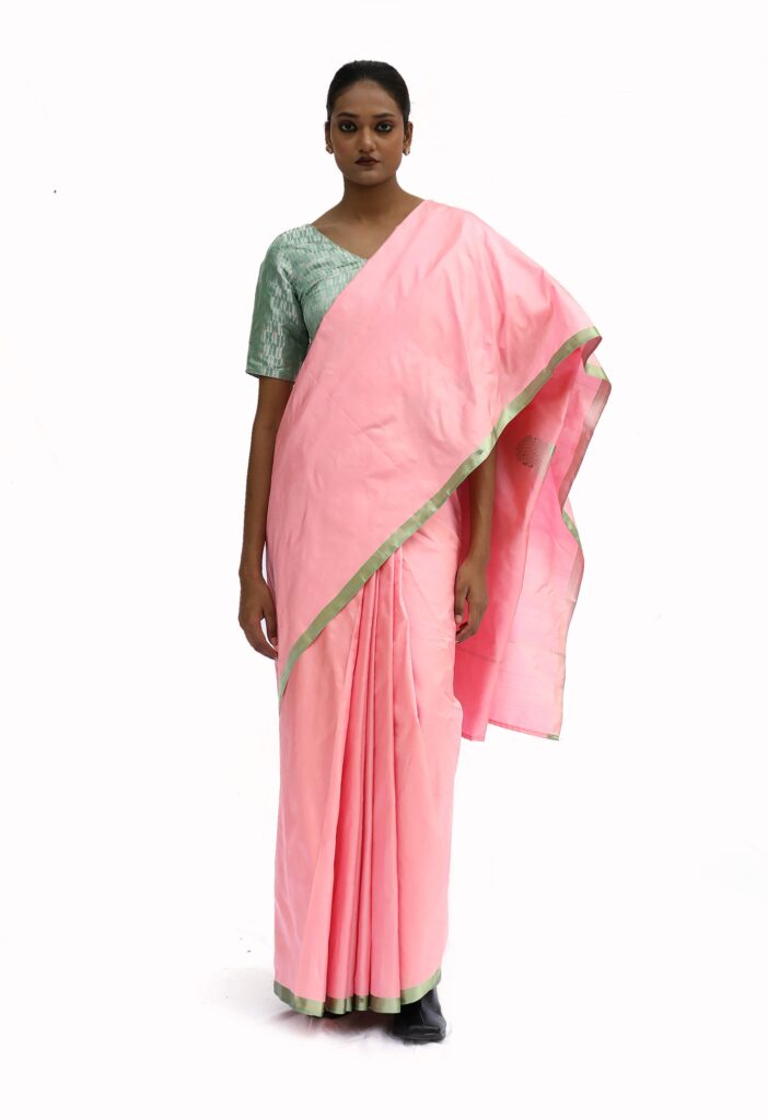 Blush Pink Katan Silk Saree