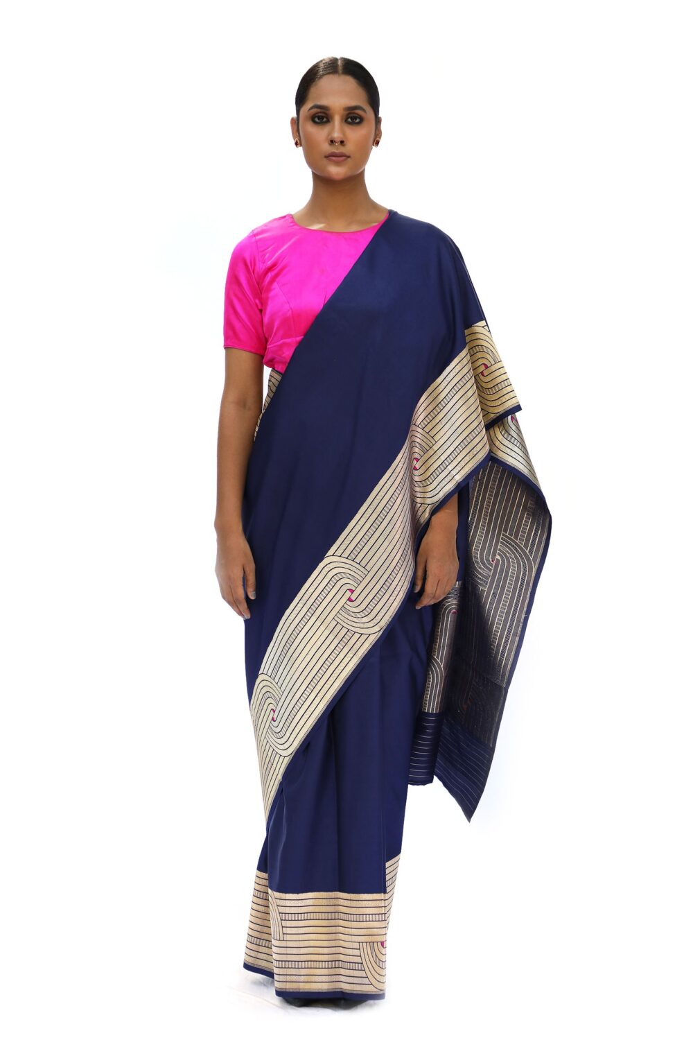 Royal blue katan silk saree