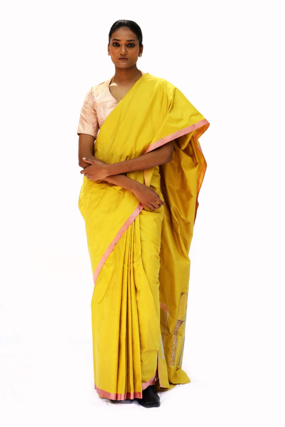 Yellow Katan Silk Saree