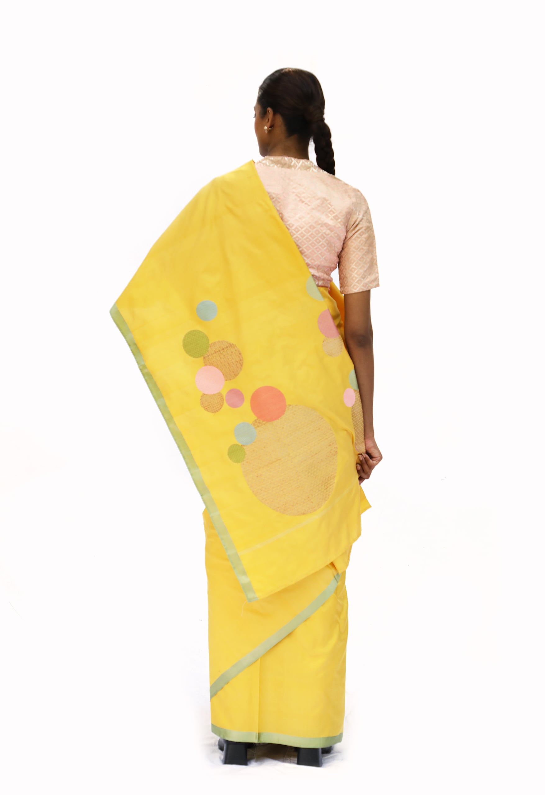 Turmeric yellow katan silk saree