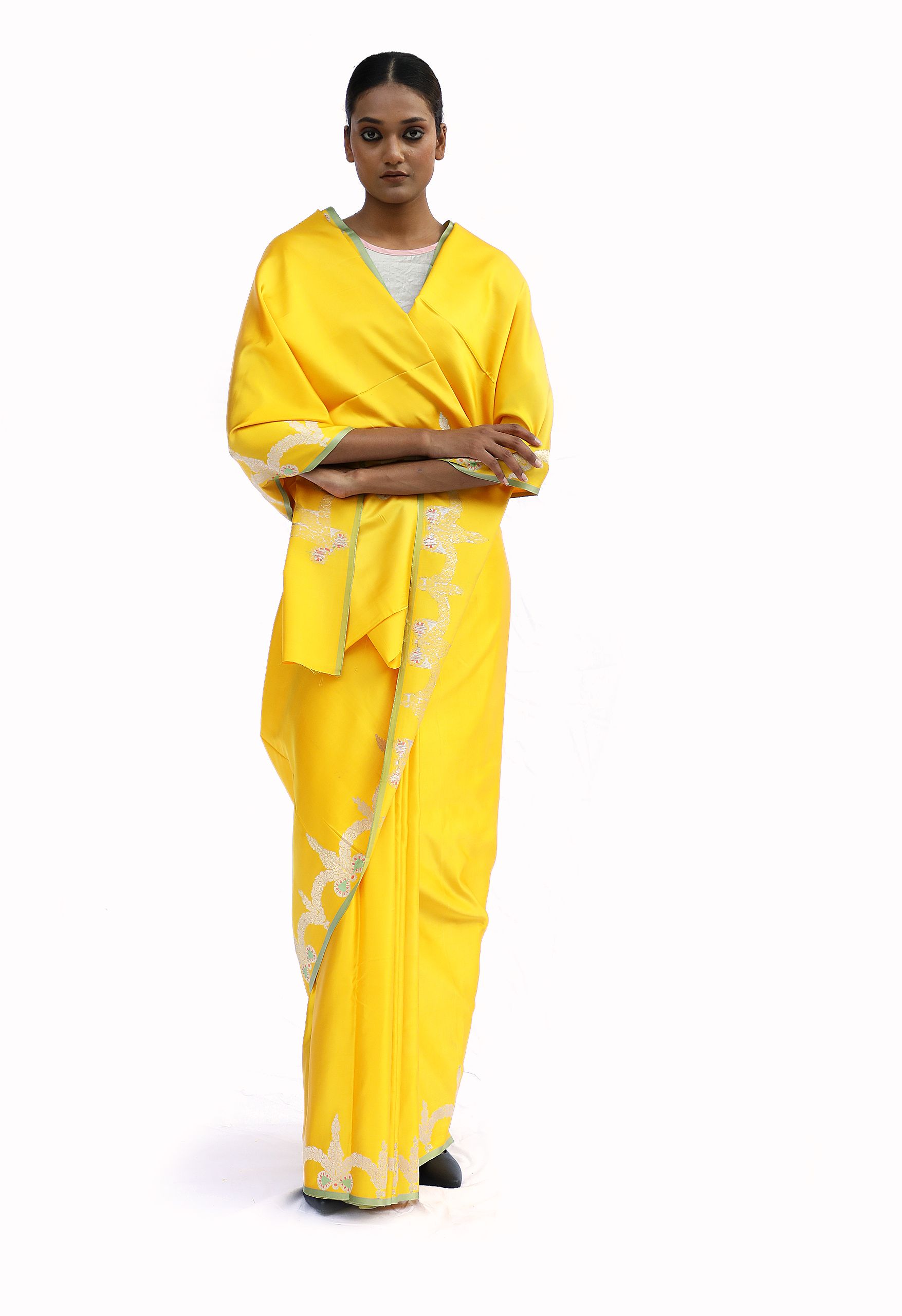 Sunflower yellow designer silk saree