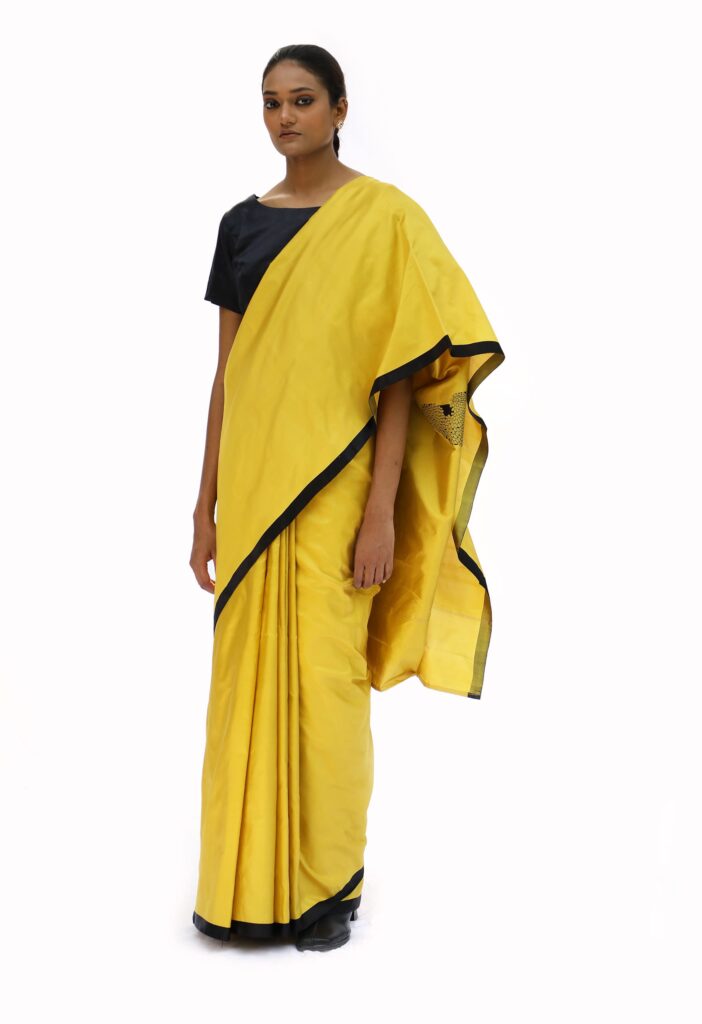Yellow Katan Silk Saree