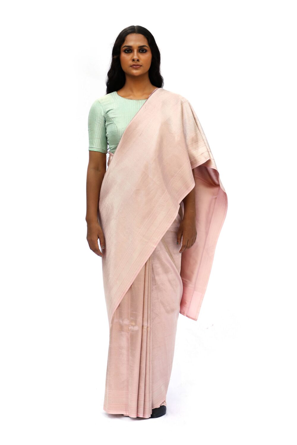 Light pink katan silk saree