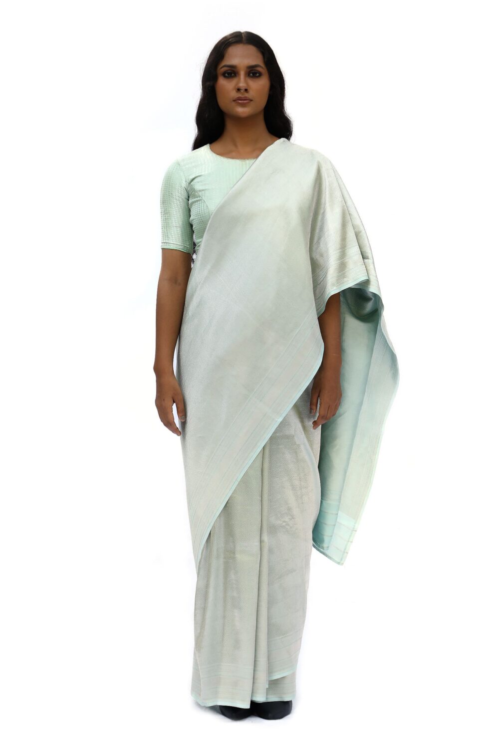 Pista green mashru silk saree