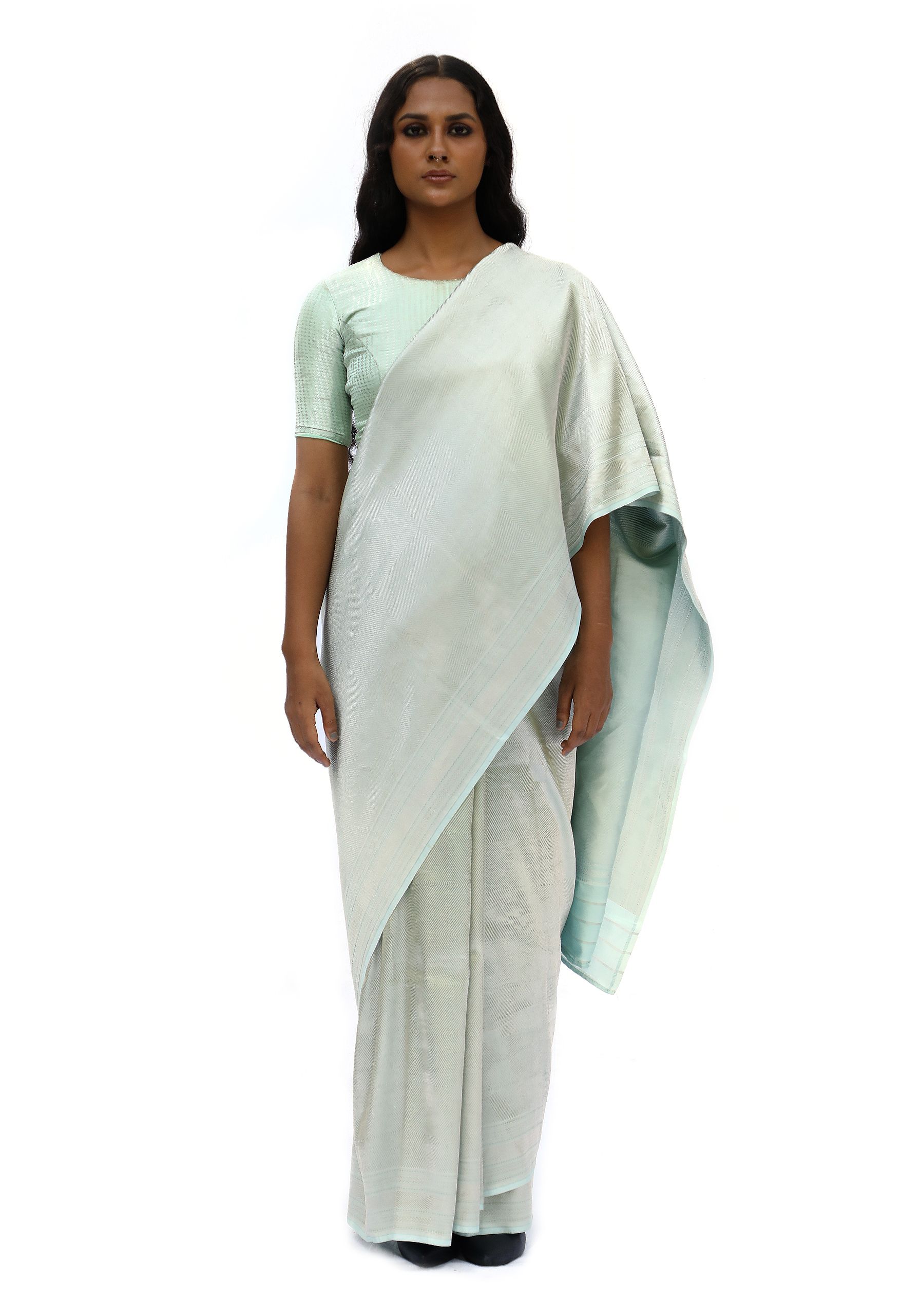 Pista green mashru silk saree