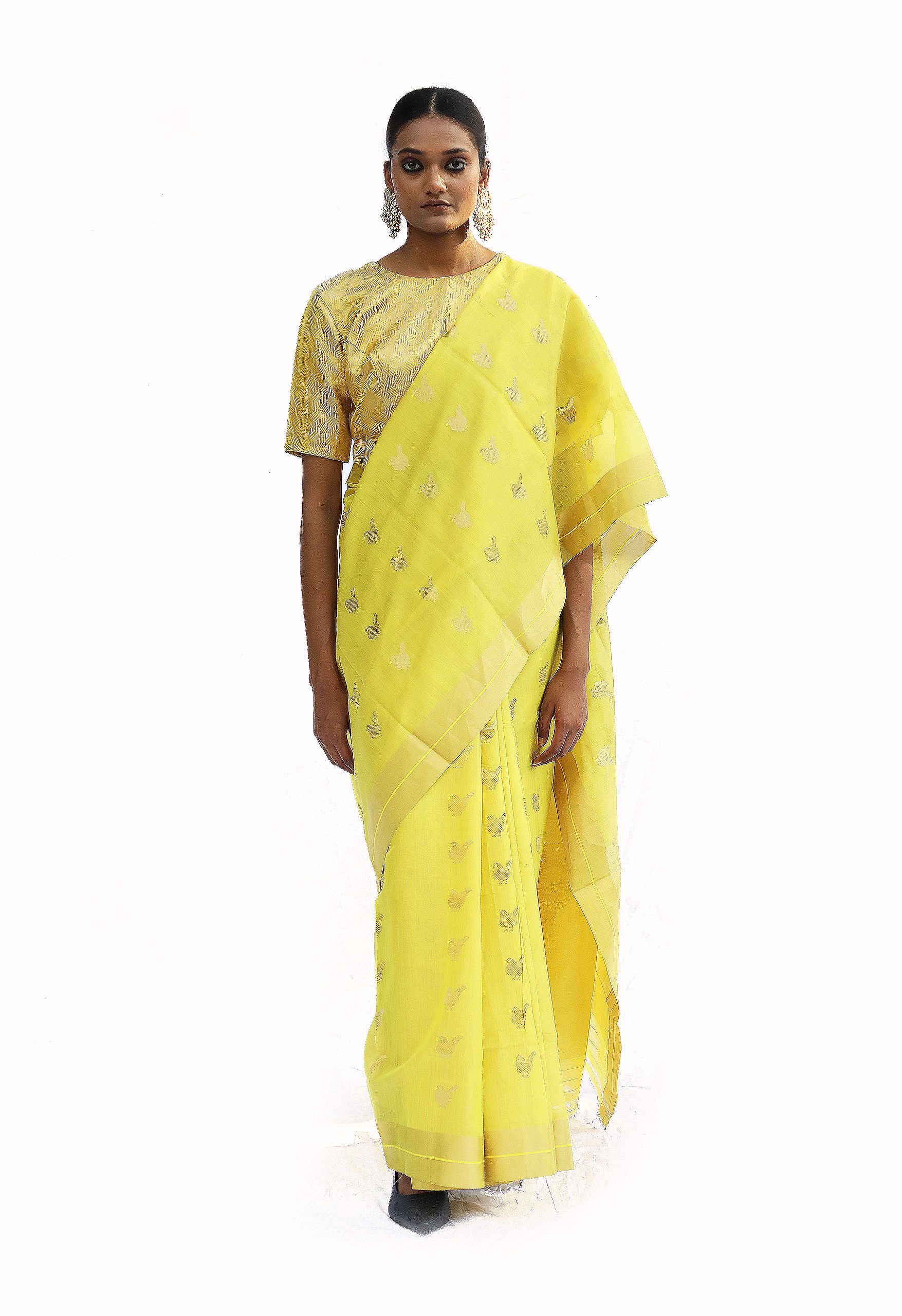 Yellow Tissue Silk Saree