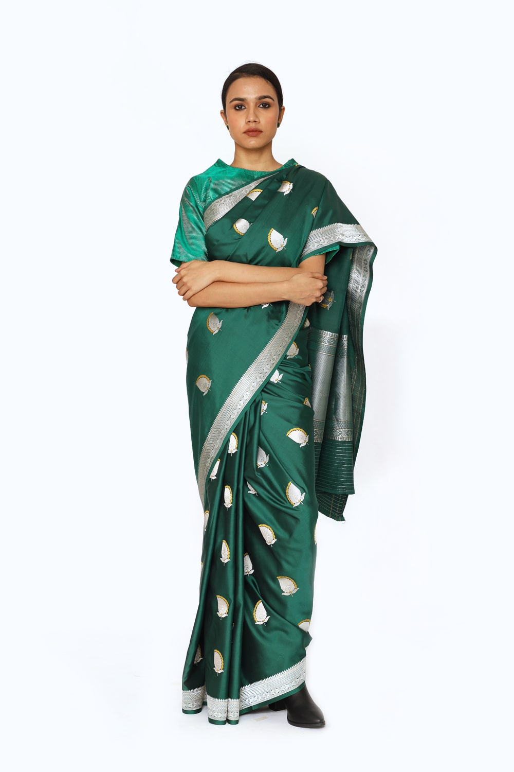 Emerald Green Designer Silk Saree