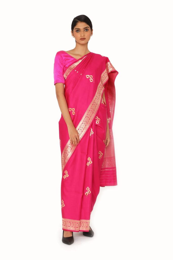 Rani Pink Designer Silk Saree
