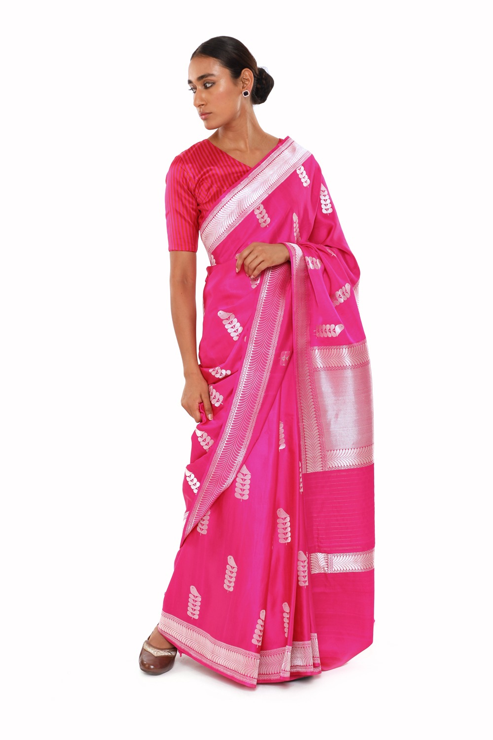 Rani pink Gajji Silk Saree