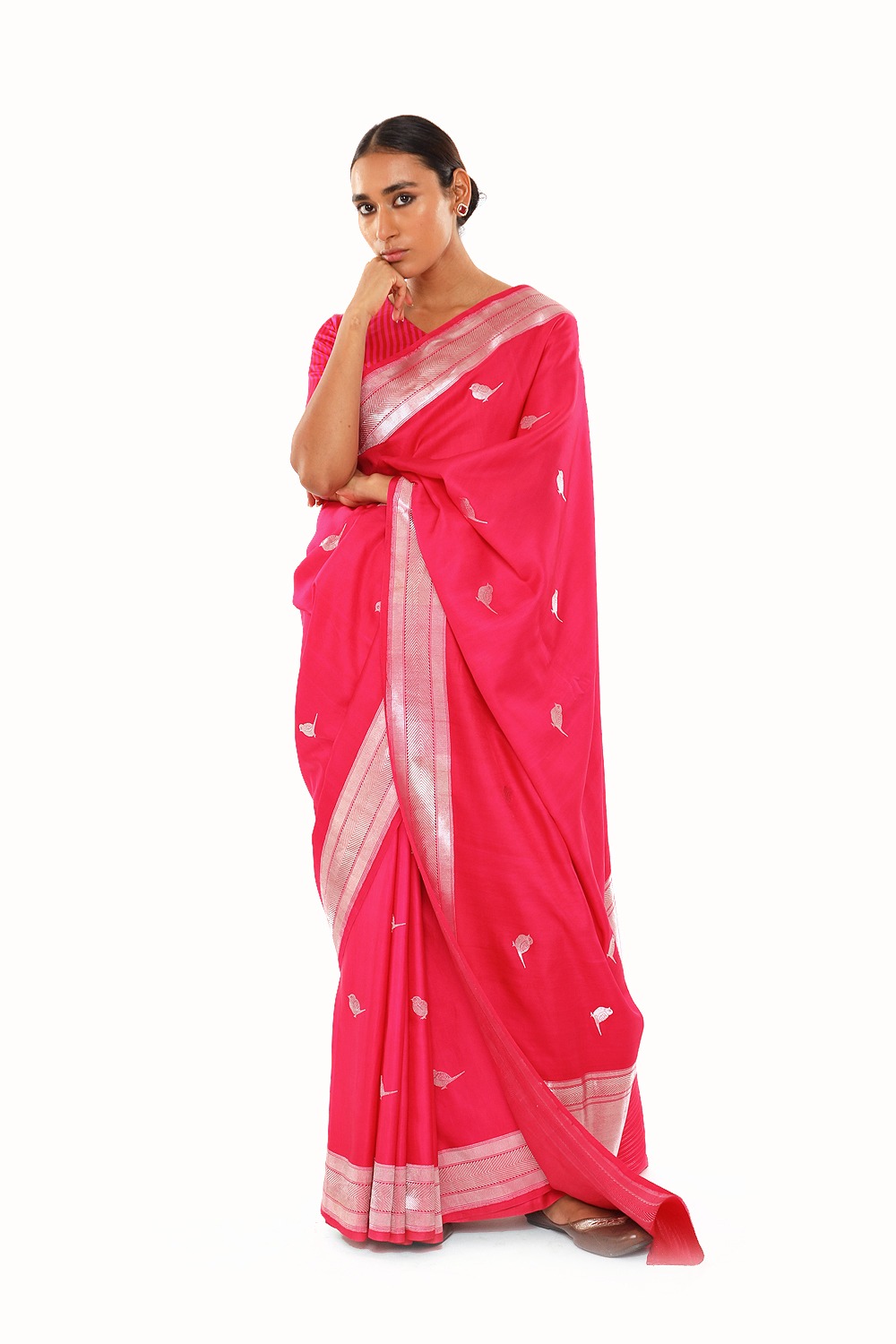 Deep Rani Pink Silk Saree