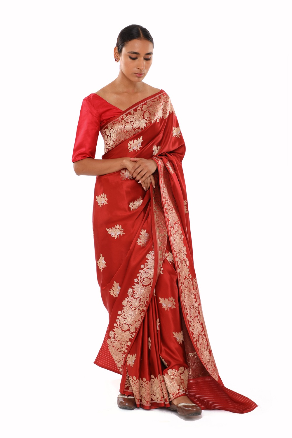 Red Designer Katan Banarasi Saree